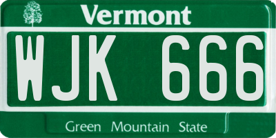VT license plate WJK666