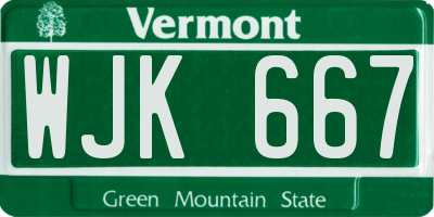 VT license plate WJK667