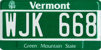VT license plate WJK668