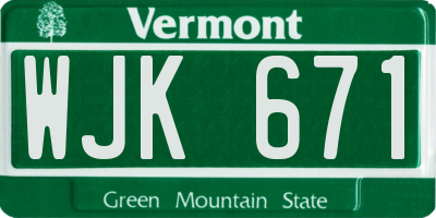 VT license plate WJK671