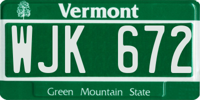 VT license plate WJK672