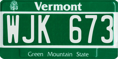 VT license plate WJK673
