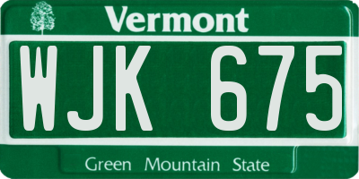 VT license plate WJK675