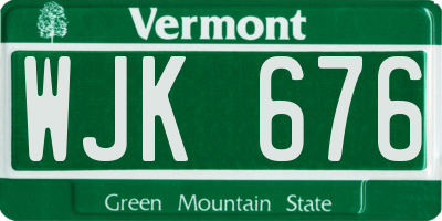 VT license plate WJK676