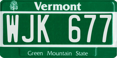 VT license plate WJK677