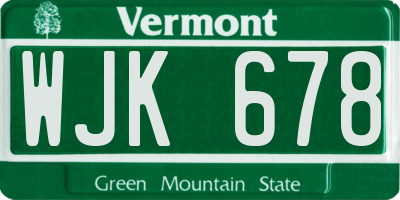 VT license plate WJK678