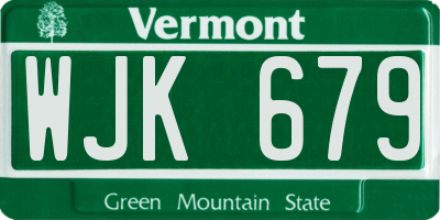 VT license plate WJK679