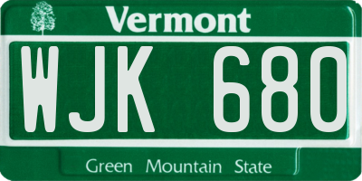 VT license plate WJK680