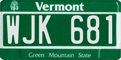 VT license plate WJK681