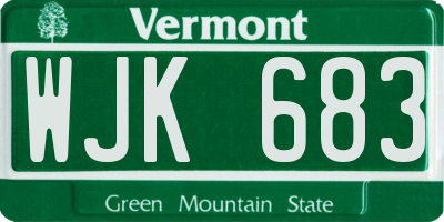 VT license plate WJK683