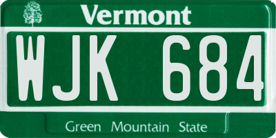VT license plate WJK684