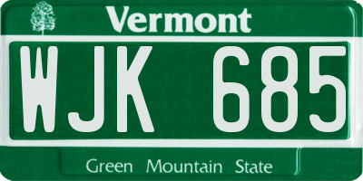 VT license plate WJK685