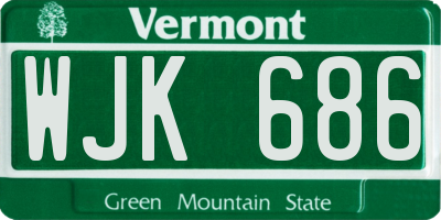 VT license plate WJK686