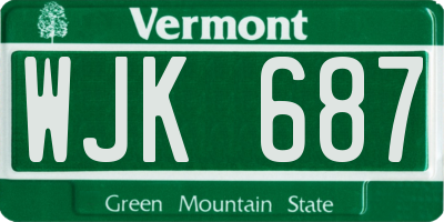 VT license plate WJK687