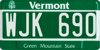 VT license plate WJK690