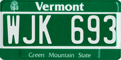 VT license plate WJK693
