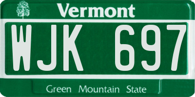 VT license plate WJK697