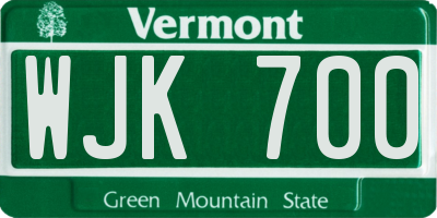 VT license plate WJK700