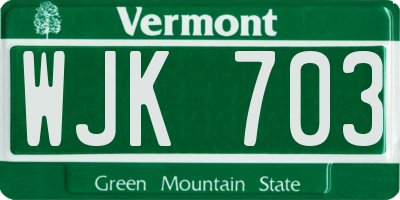 VT license plate WJK703