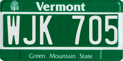 VT license plate WJK705