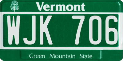 VT license plate WJK706