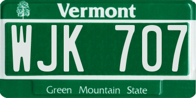 VT license plate WJK707
