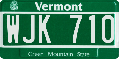 VT license plate WJK710