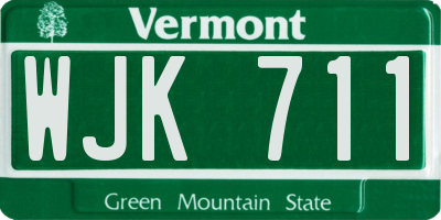 VT license plate WJK711