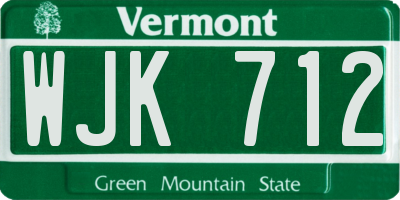 VT license plate WJK712