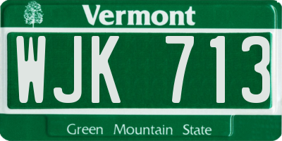 VT license plate WJK713