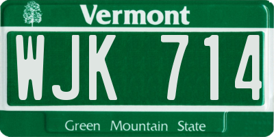 VT license plate WJK714