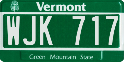 VT license plate WJK717