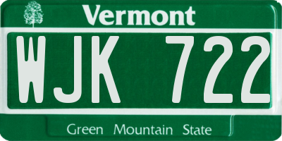 VT license plate WJK722