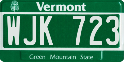 VT license plate WJK723