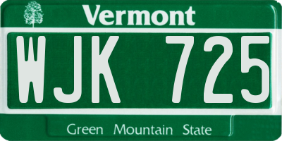 VT license plate WJK725
