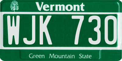 VT license plate WJK730
