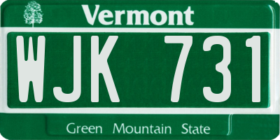 VT license plate WJK731