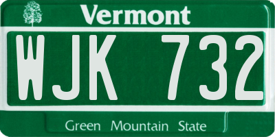 VT license plate WJK732
