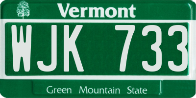 VT license plate WJK733