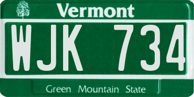 VT license plate WJK734