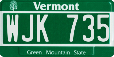 VT license plate WJK735