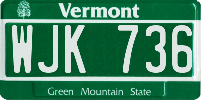 VT license plate WJK736