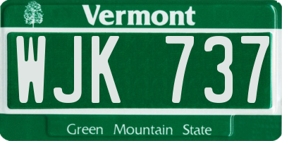 VT license plate WJK737