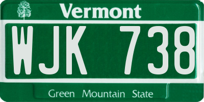 VT license plate WJK738