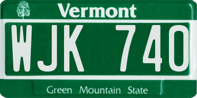 VT license plate WJK740