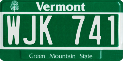 VT license plate WJK741