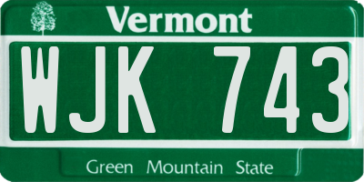 VT license plate WJK743