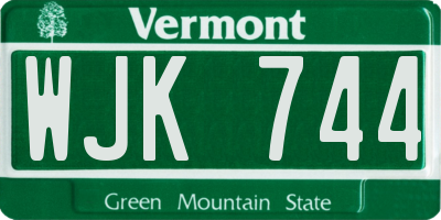 VT license plate WJK744