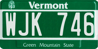 VT license plate WJK746
