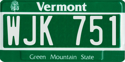 VT license plate WJK751